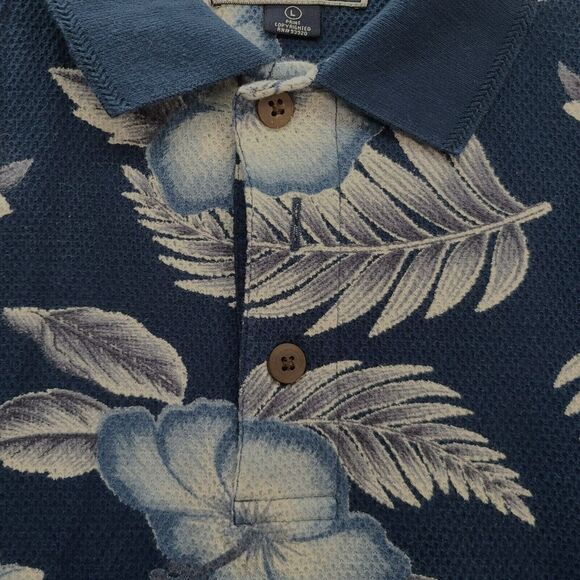 Island Tropics Mens Polo Multi-Color Size Large 100% Cotton Floral Pullover - Picture 9 of 12